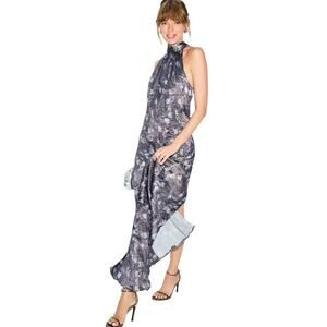 Sabina Musayev High Neck wrinkled  Printed London Dress XS